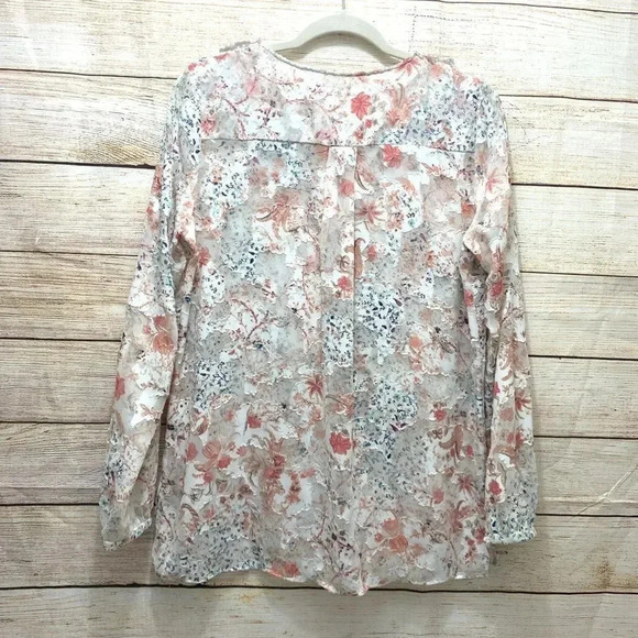T Tahari Cierra Floral Print Blouse Split Neck - Picture 10 of 12
